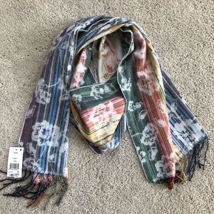 Cejon Macy’s floral rainbow fringe scarf NEW